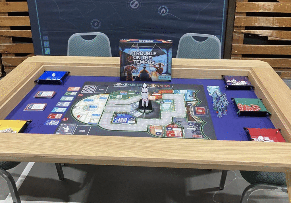 Trouble on the Tempus set up on a Minerva game table